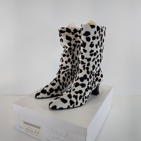 Proxy White and Black Fabric Stretch Animal Print Cowgirl Boots Size 7.5 - Picture 3 of 15